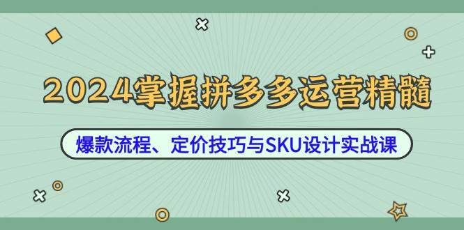 （12703期）2024掌握拼多多运营精髓：爆款流程、定价技巧与SKU设计实战课-知享知识库