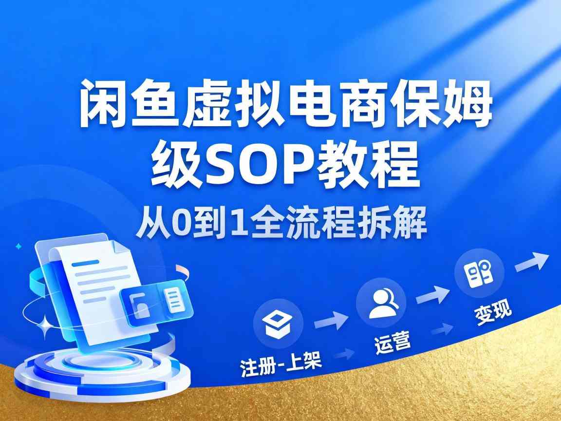 闲鱼虚拟电商，月入轻松过1W，保姆级SOP教程-知享知识库