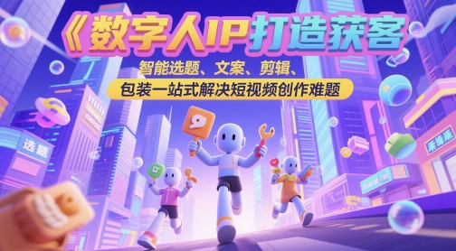 数字人IP打造获客变现实操课，智能选题、文案、剪辑、包装一站式解决短视频创作难题-知享知识库