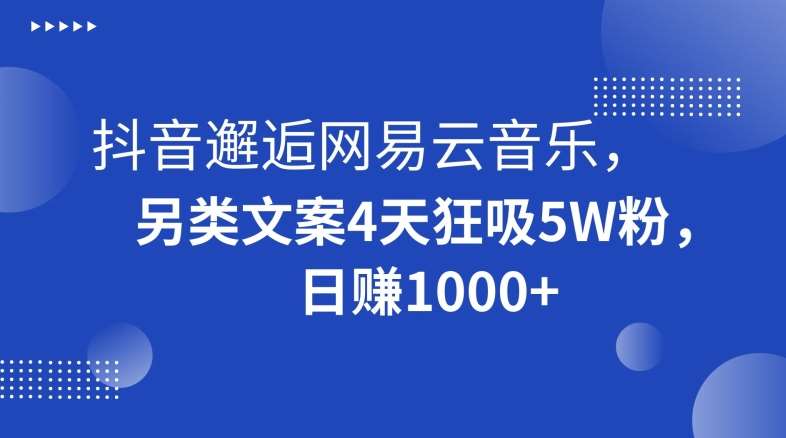 抖音邂逅网易云音乐,另类文案4天狂吸5W粉,日赚1000+【揭秘】-知享知识库