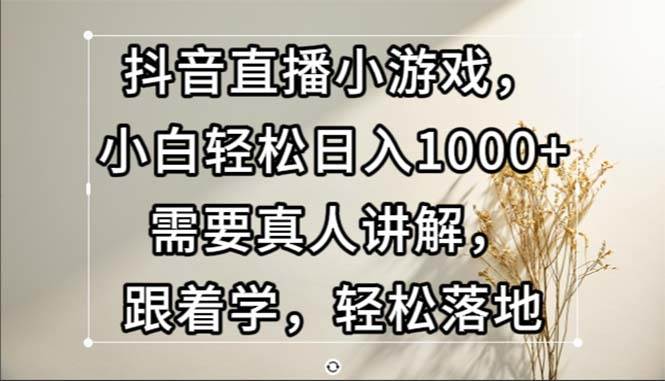 （13075期）抖音直播小游戏，小白轻松日入1000+需要真人讲解，跟着学，轻松落地-知享知识库