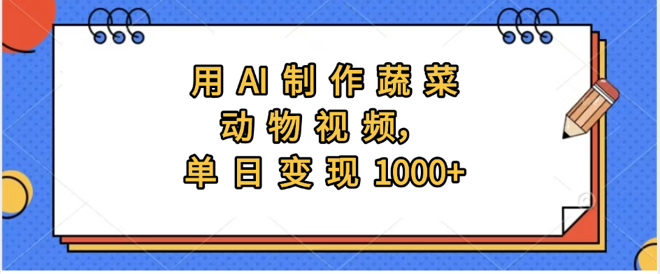 用AI制作蔬菜动物视频，实现日入1000+-知享知识库