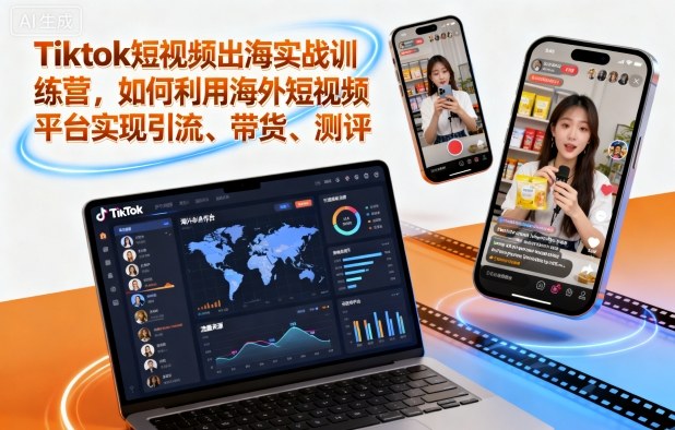 Tiktok短视频出海实战训练营,如何利用海外短视频平台实现引流、带货、测评-知享知识库
