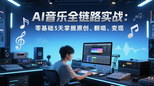 AI音乐全链路实战变现课：零基础3天掌握原创、翻唱、变现-知享知识库