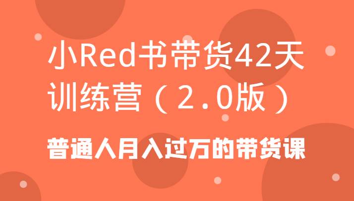 小Red书带货42天训练营（2.0版）普通人月入过万的带货课-知享知识库