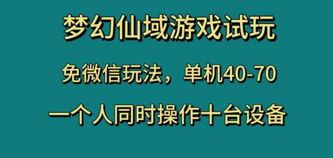 梦幻仙域游戏试玩，免微信玩法，单机40-70，一个人同时操作十台设备【揭秘】-知享知识库