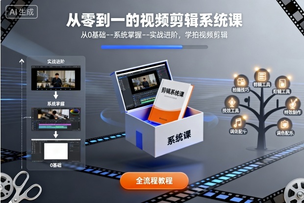 从零到一的视频剪辑系统课,从0基础–系统掌握–实战进阶,学拍视频剪辑-知享知识库