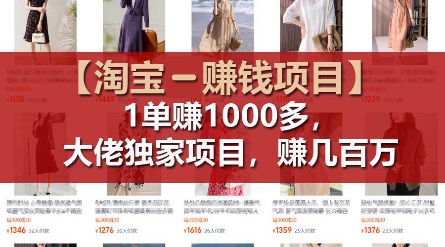 【淘宝赚钱项目】1单可赚1000多，大佬独家项目，年赚几百万-知享知识库