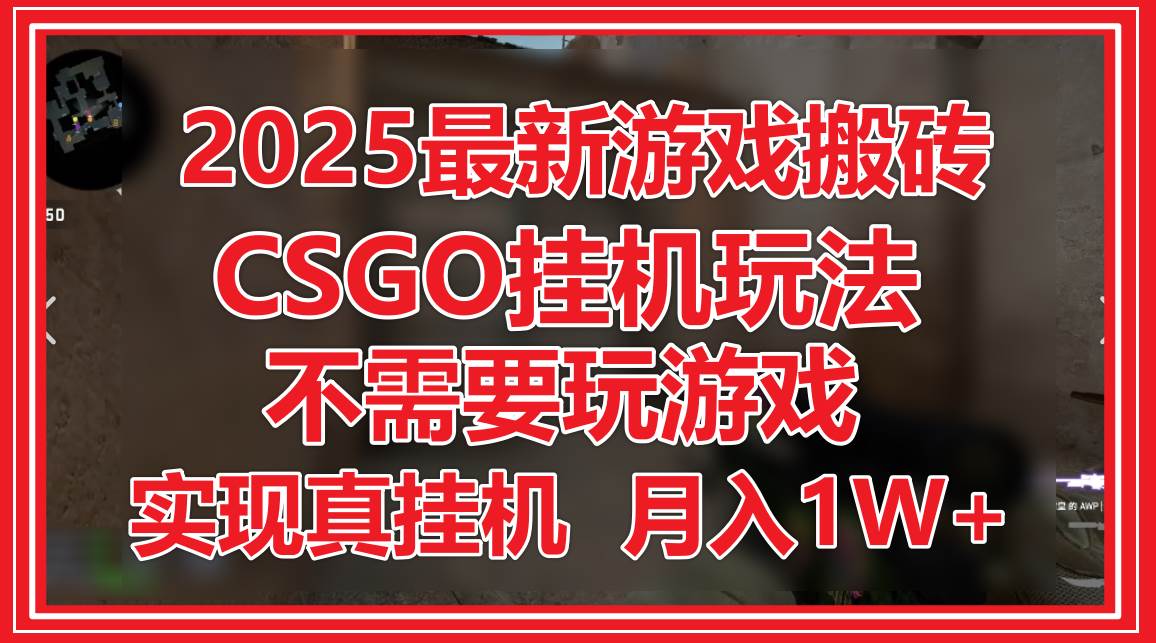 2025最新游戏搬砖,CSGO挂机,不需要玩游戏,实现真挂机,月入1W+-知享知识库