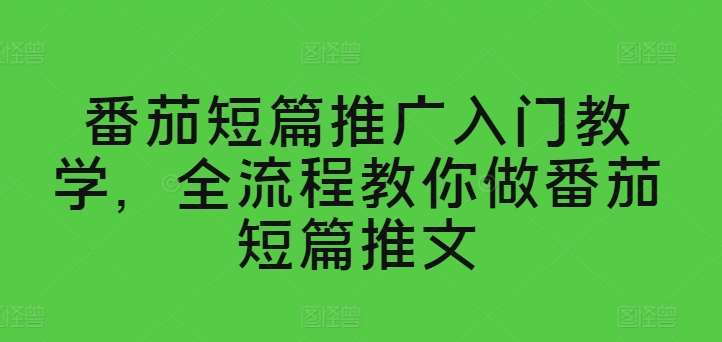 番茄短篇推广入门教学，全流程教你做番茄短篇推文-知享知识库