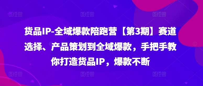货品IP全域爆款陪跑营【第3期】赛道选择、产品策划到全域爆款，手把手教你打造货品IP，爆款不断-知享知识网