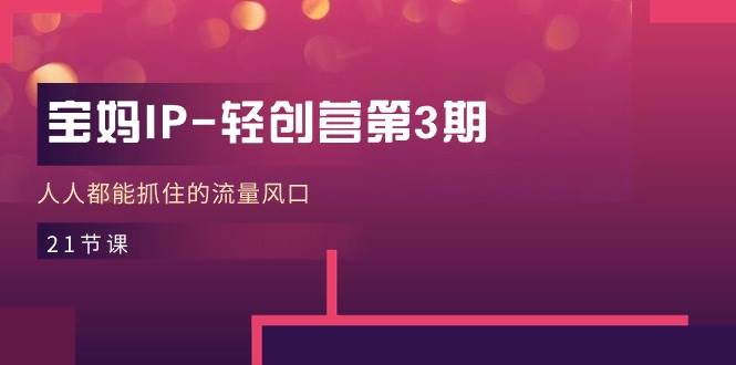 （11042期）宝妈IP-轻创营第3期，人人都能抓住的流量风口（21节课）-知享知识库