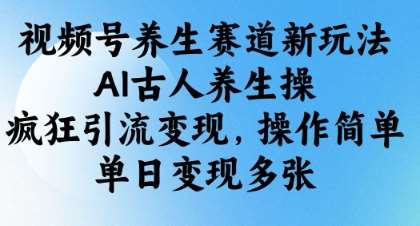 视频号养生赛道新玩法,AI古人养生操,疯狂引流变现,操作简单,单日变现多张-知享知识库