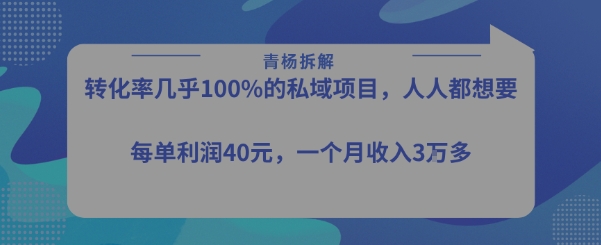 转化率最高的私域项目，每单利润40-50米，月入过1w-知享知识库