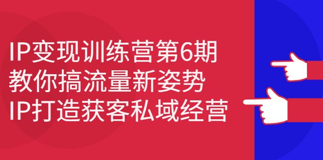 IP变现训练营第6期:教你搞流量新姿势,IP打造获客私域经营-知享知识库