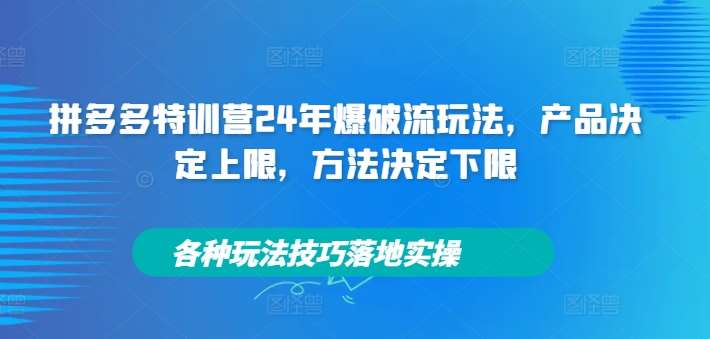 拼多多特训营24年爆破流玩法，产品决定上限，方法决定下限，各种玩法技巧落地实操-知享知识库