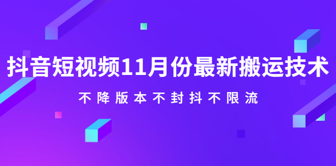 抖音短视频11月份最新搬运技术，不降版本不封抖不限流！【视频课程】-知享知识库