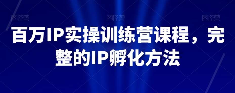 百万IP实操训练营课程，完整的IP孵化方法-知享知识库