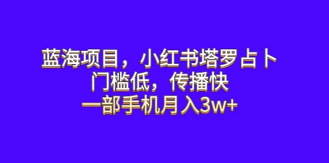 蓝海项目，小红书塔罗占卜，门槛低，传播快，一部手机月入3w+-知享知识库