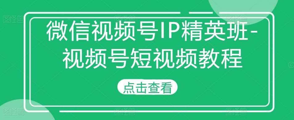 微信视频号IP精英班-视频号短视频教程-知享知识库
