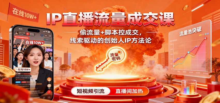IP直播流量成交课:偷流量+脚本控成交,线索驱动的创始人IP方法论-知享知识库