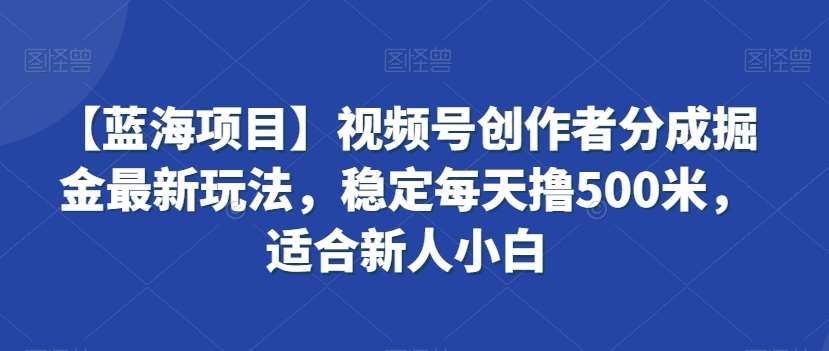【蓝海项目】视频号创作者分成掘金最新玩法,稳定每天撸500米,适合新人小白【揭秘】-知享知识库