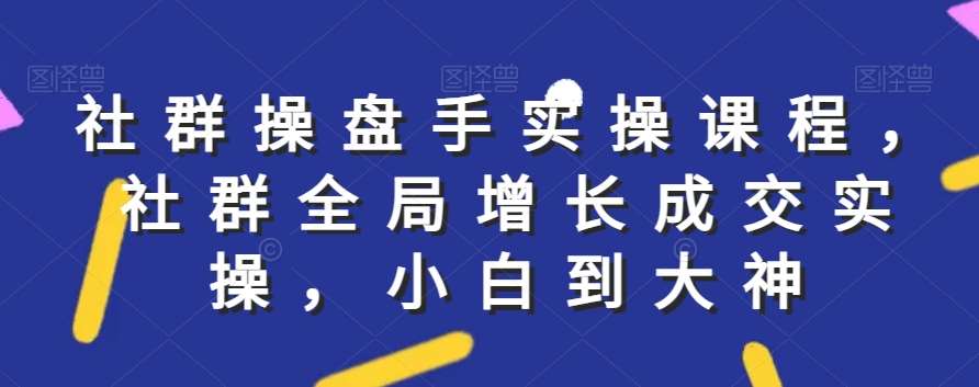 社群实操课程，社群全局增长成交实操，小白到大神-知享知识库