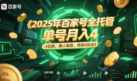 2025年百家号全托管，单号月入4-5位数，懒人福音，纯挂G玩法【揭秘】-知享知识库