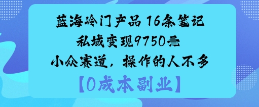 蓝海冷门产品：16条笔记私域变现9750米小众赛道，操作的人不多-知享知识库