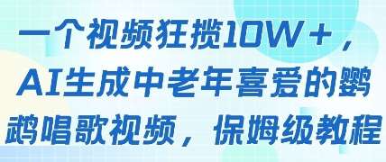 一个视频狂揽10W+点赞，AI生成中老年喜爱的鹦鹉唱歌视频，保姆级教程，轻松挣取创作者分成-知享知识库