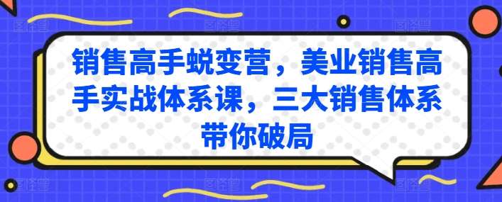 销售高手蜕变营，美业销售高手实战体系课，三大销售体系带你破局-知享知识库