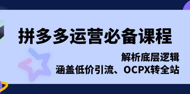 (13700期)拼多多运营必备课程,解析底层逻辑,涵盖低价引流、OCPX转全站-知享知识库