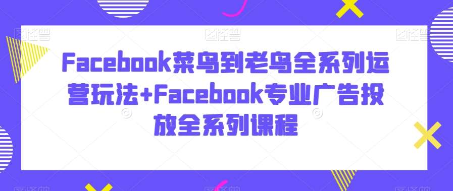 Facebook菜鸟到老鸟全系列运营玩法+Facebook专业广告投放全系列课程-知享知识库