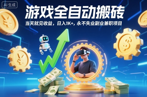 游戏全自动搬砖,当天就见收益,日入1K+,永不失业副业兼职项目【揭秘】-知享知识库