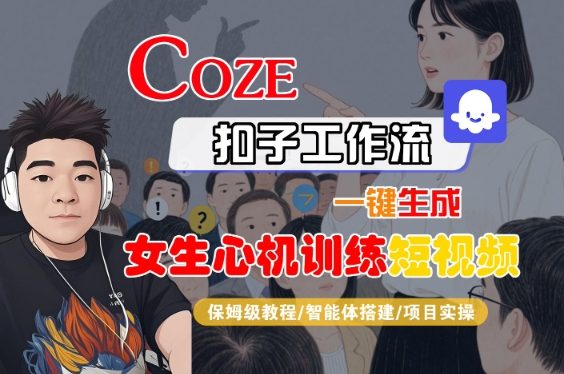 COZE扣子工作流一键生成女生心机训练短视频，保姆级教程-智能体搭建-项目实操-知享知识库