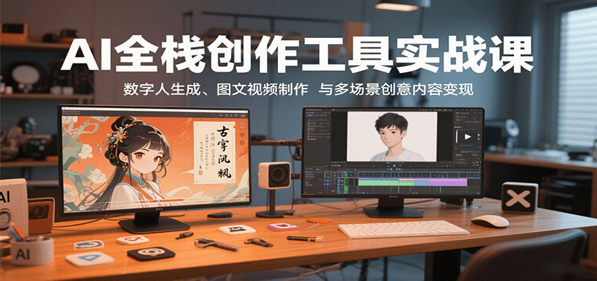 AI全栈创作工具实战课:数字人生成、图文视频制作与多场景创意内容变现-知享知识库