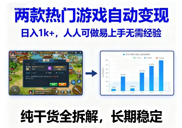 两款热门游戏自动变现，日入1k+，人人可做易上手无需经验，纯干货全拆解，长期稳定【揭秘】-知享知识库