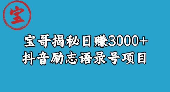 宝哥揭秘日赚3000+抖音励志语录号短视频变现项目-知享知识库