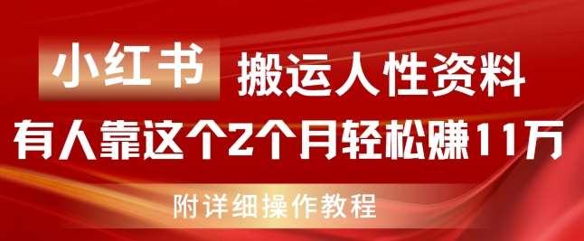 小红书搬运人性资料,有人靠这个2个月轻松赚11w,附教程【揭秘】-知享知识库