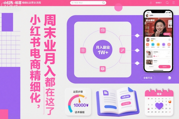 小红书电商精细化运营全流程,周末副业月入1W+,全套方法都在这了-知享知识库