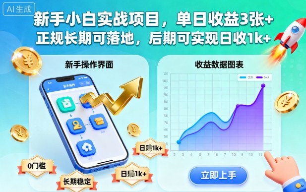 新手小白实战项目，单日收益3张+，正规长期可落地，后期可实现日收1k+【揭秘】-知享知识库