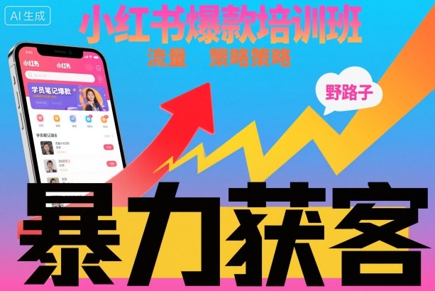小红书爆款培训班，小红书获客野路子流量打法，暴力持续获客-知享知识库