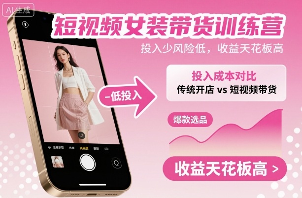 短视频女装带货训练营，投入少风险低，收益天花板高-知享知识库