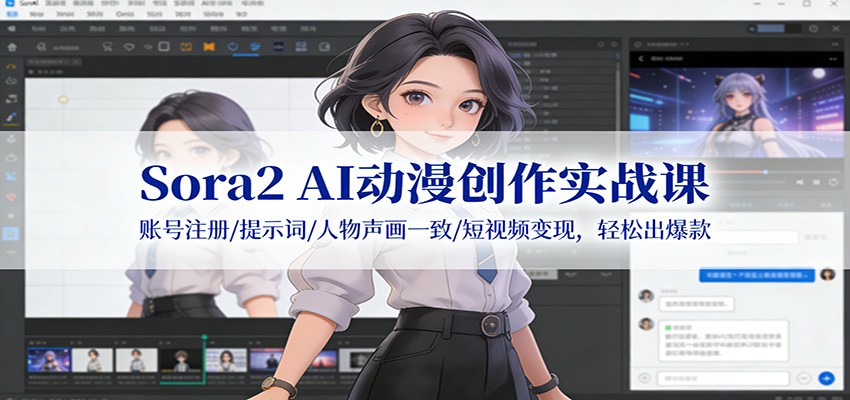Sora2 AI动漫创作实战课：账号注册/提示词/人物声画一致/短视频变现，轻松出爆款-知享知识库