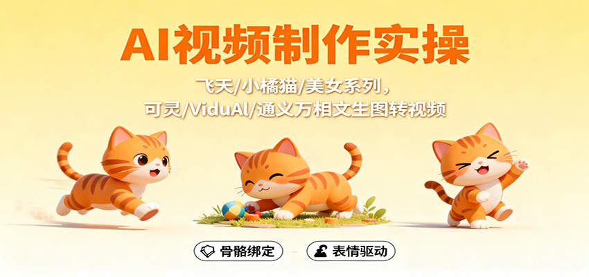 AI视频制作实操,飞天/小橘猫/美女系列,可灵/ViduAl/通义万相文生图转视频-知享知识库