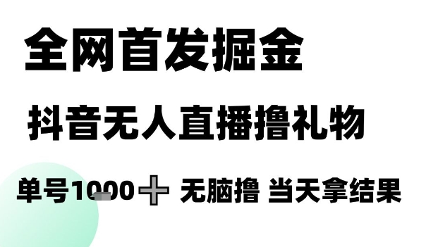 全网首发掘金抖音无人直播撸礼物，单号1k +无脑撸，当天拿结果【揭秘】-知享知识库