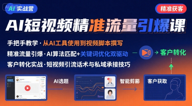 AI+短视频引爆精准客户实战营，手把手教你引爆Ai短视频精准流量-知享知识库
