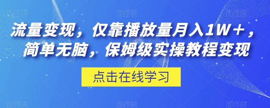 流量变现，仅靠播放量月入1W＋，简单无脑，保姆级实操教程【揭秘】-知享知识库