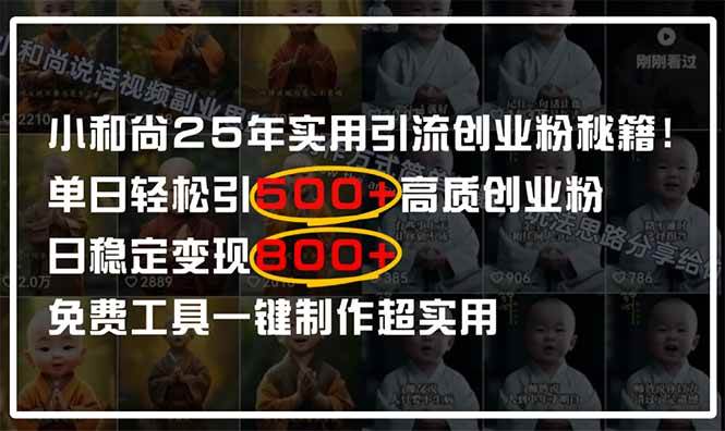 （14436期）小和尚2025年实用引流秘籍！单日轻松引500+高质量创业粉，日变现800+，…-知享知识库