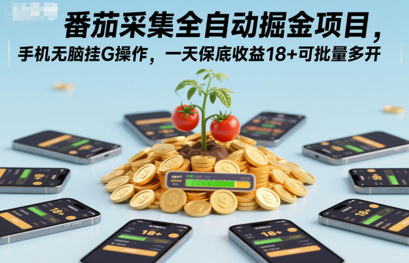 番茄采集全自动掘金项目,手机无脑挂G操作,一天保底收益18+可批量多开【揭秘】-知享知识库